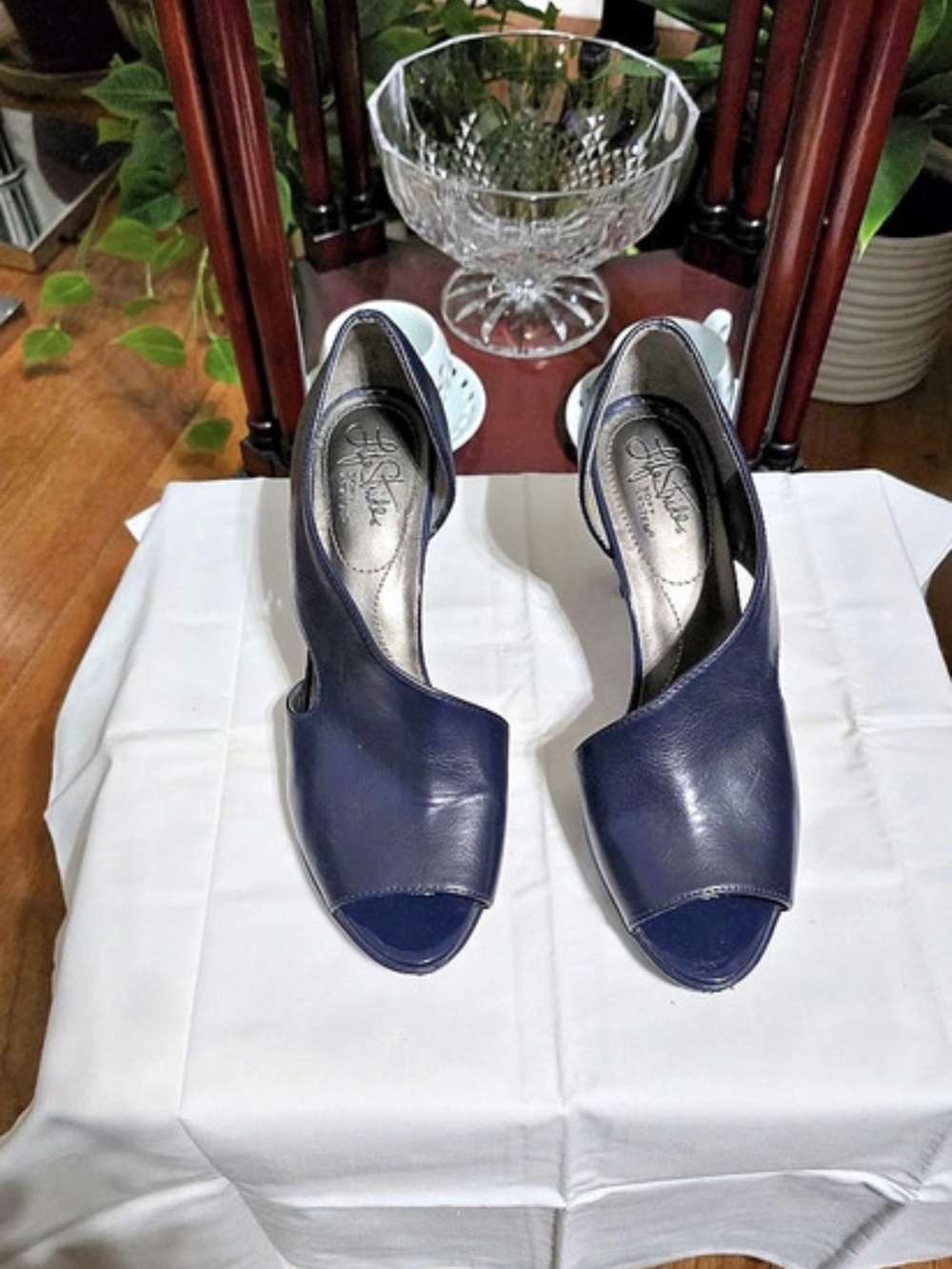 LifeStride Mantra Pumps Blue Peep-Toe Heels